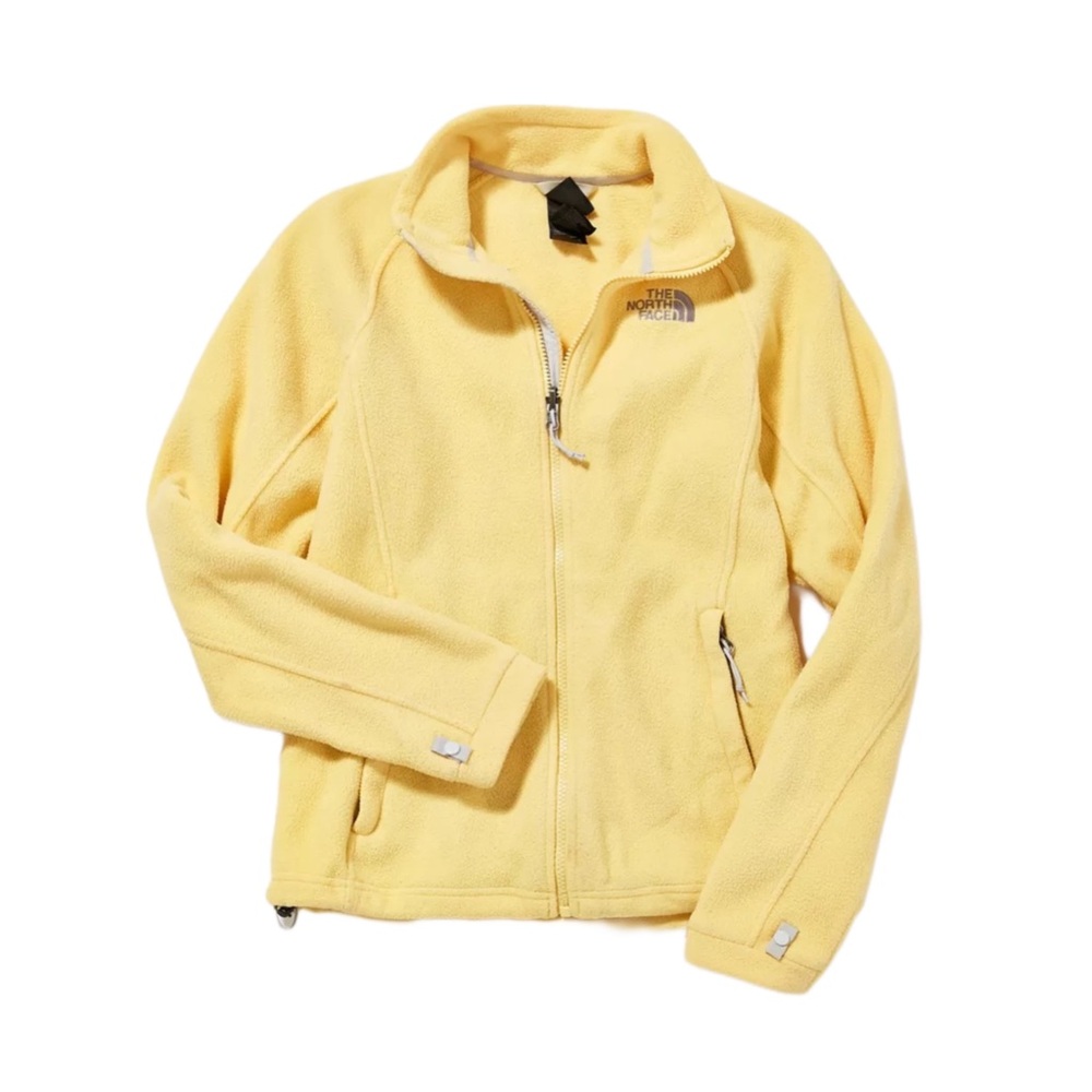 Vintage The North Face Polar Fleece Jacket Yellow Gray Full Zip Pockets Large